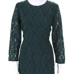 J Crew Factory Long Sleeve Lace Dress - Green